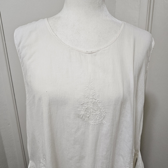 Papy Boez Boho Lagen Look Dress Cotton Off White Embroidered Lace Detail M/L - Picture 4 of 16
